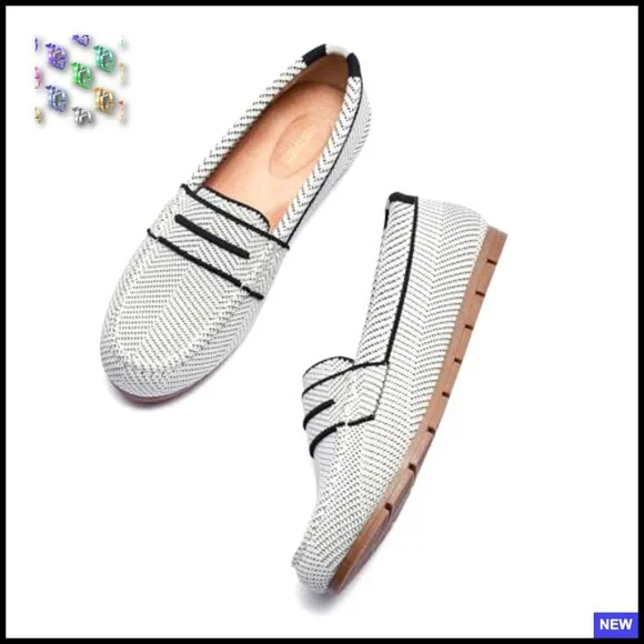 Knit Loafers Slip On Walking Shoes Comfortable Dressy Casual Work Flats - Picture 6 of 7